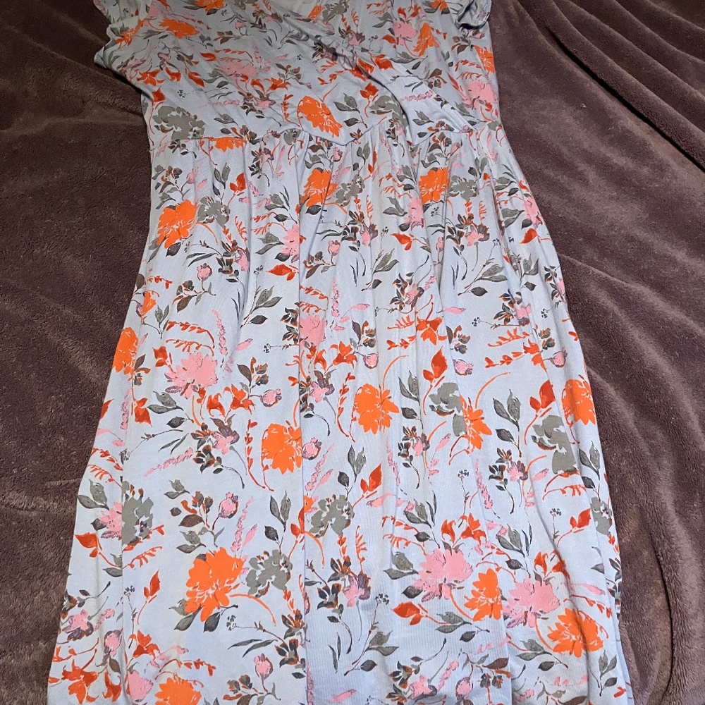 Pact cornflower blue organic cotton short sleeve crossover dress XL